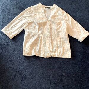 Autograph Women’s White V-Neck Quilted Textured Front Top - Plus Size 2X